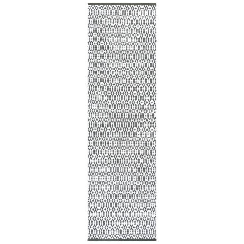 SAFAVIEH Handmade Montauk Willemina Contemporary Cotton Rug - 2'3" x 8' Runner - Ivory/Dark Green