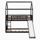 preview thumbnail 12 of 19, Twin Over Twin Size Wood House Bunk Bed with Slide, Ladder and Guard Rail