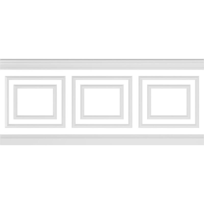 94 1/2"L Ashford Square Double Panel Traditional Wainscot Paneling Kit - Adjustable from Heights - 40"H to 44"H