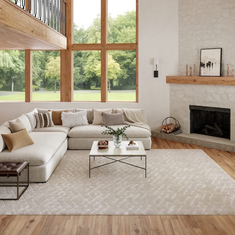 Nourison Washable Charm Indoor only Geometric Area Rug - Silver/Ivory - 8' x 10'