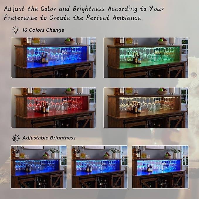 Farmhouse Coffee Bar Cabinet, Wine Bar Cabinet, Kitchen Buffet Cabinet