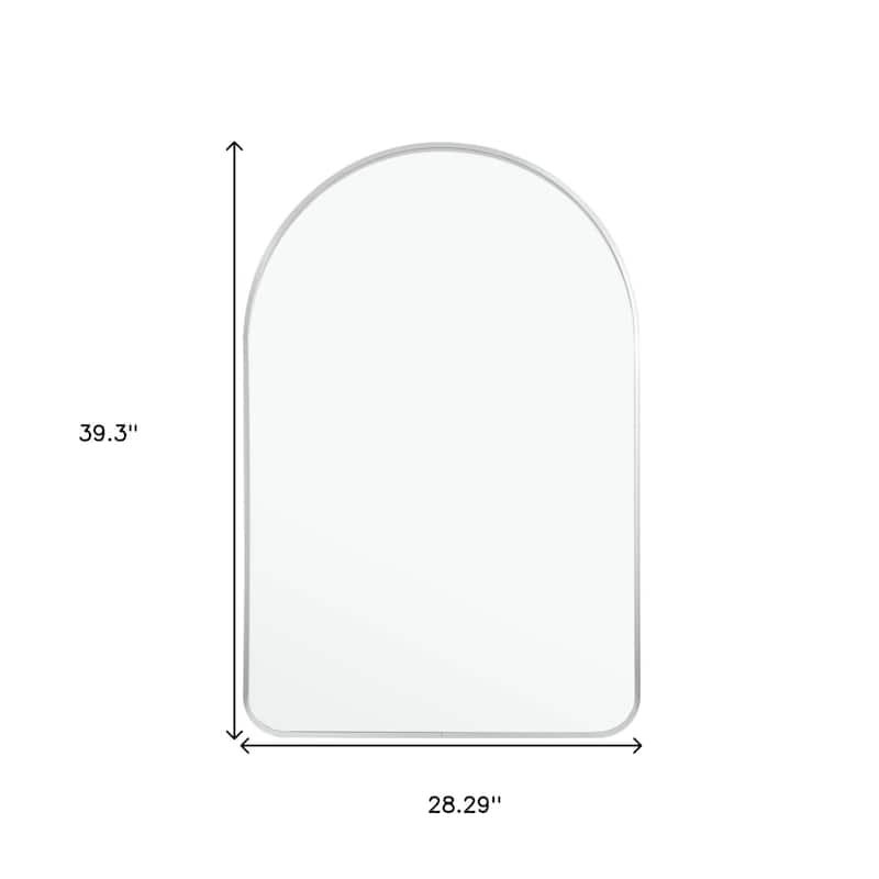 HomeRoots 39" Silver Arch Metal Framed Bathroom Vanity Mirror - 28.29' X '39.3' X '3.53