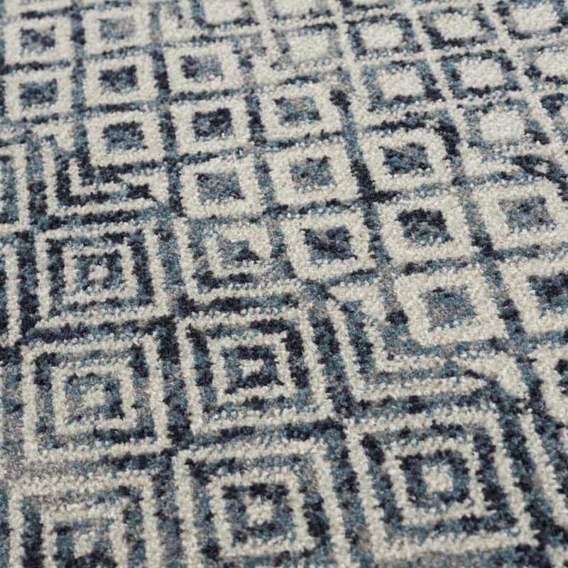 Hauteloom Askeaton Hallway, Kitchen Machine Washable Runner Rug - Teal, Blue, Gray - 2'7" x 7'3"