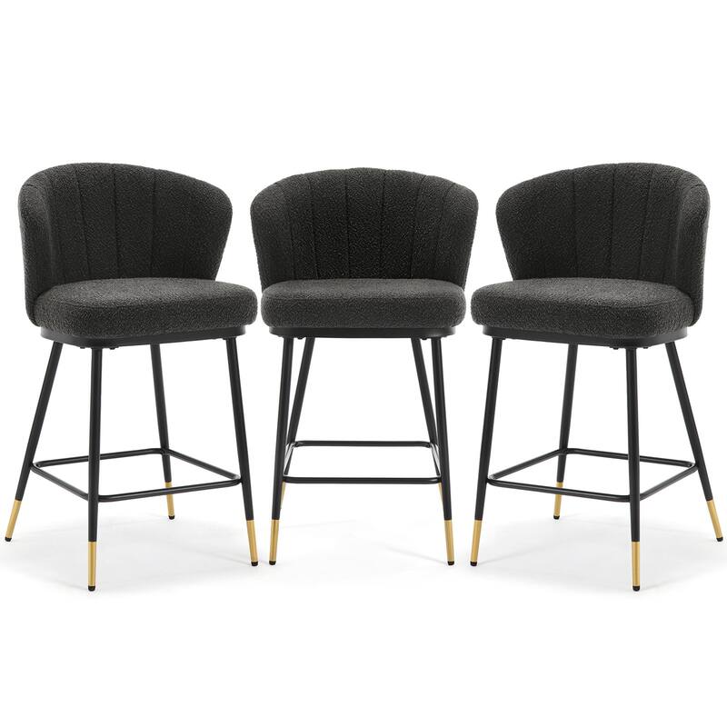 26" Boucle Fabric Counter Height Bar Stools, Set of 2/3/4 - 35.83"H x 22"W x 20.28"D