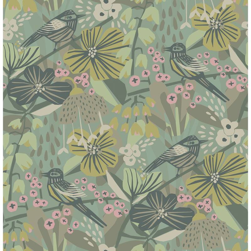 Pip & Lo Sage Jaybird Peel & Stick Wallpaper