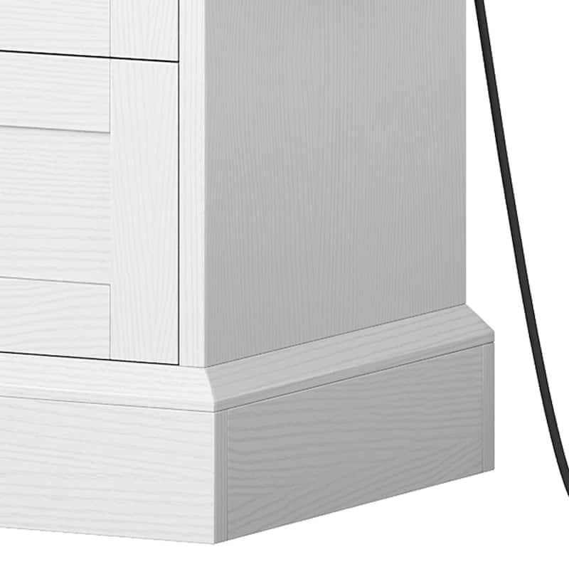 Farmhouse 6 Drawer Dresser, TV Stand, Chest of Drawers With Charger Station And Side Pocket