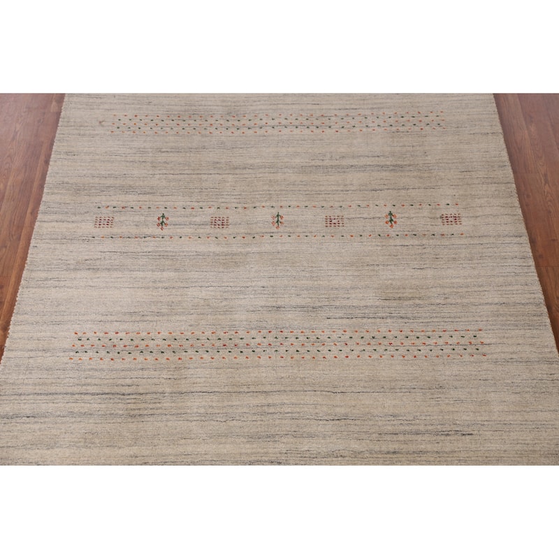 Hand Knotted Oriental 100% Wool Carpet Tribal Animal Pictorial Green Gabbeh Area Rug - 7' 10'' X 5' 1''