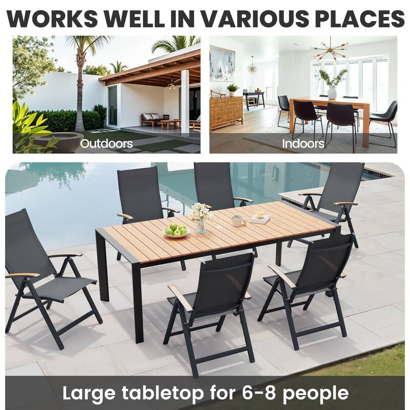 7/9-Piece Outdoor Patio Furniture Set Outdoor Aluminum Dining Table and Folding Chairs