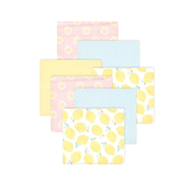 slide 1 of 1, Little Treasure Hudson Baby Girls Cotton Poly Flannel Receiving Blankets Multipack, Yellow Lemon Daisy, 30x30 inches 30x30 inches - Yellow Lemon Daisy