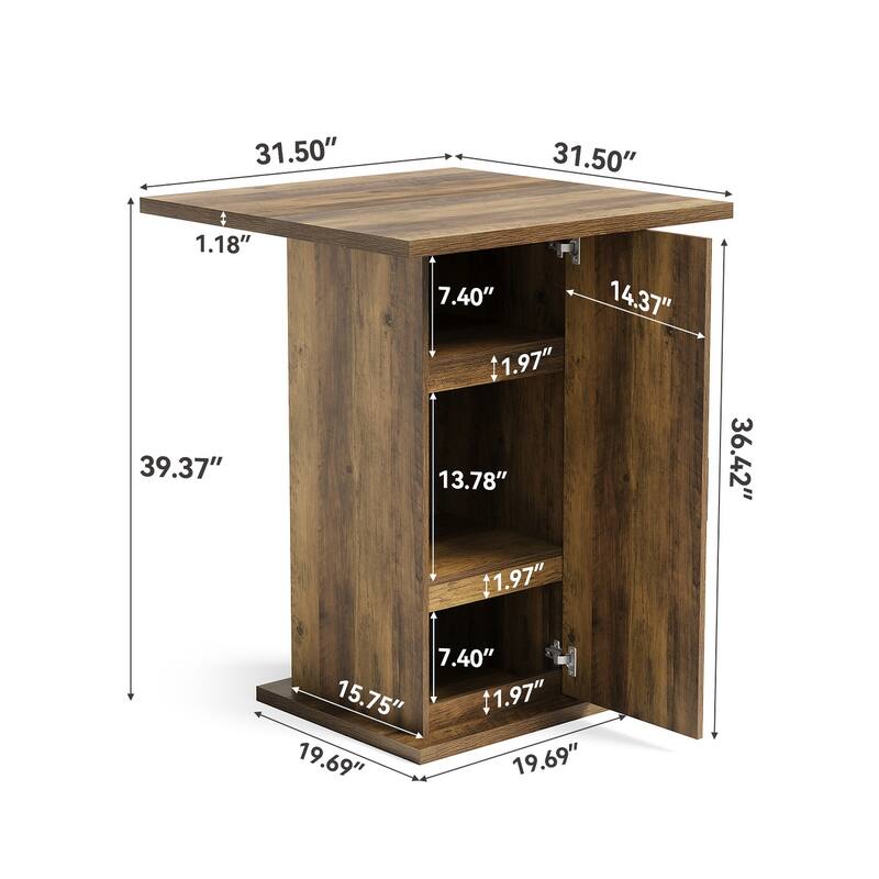 Brown 4-Tier High Bar Table, Vintage Square 39.37" High Pub Table