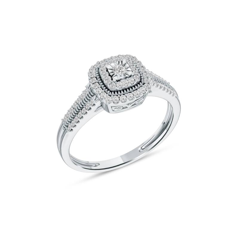 1/5ct TDW Diamond Cluster Ring in Silver for Women - White
