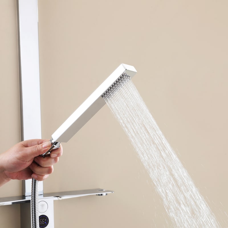 36"H Stainless Steel Exposed Rain Shower System With Handheld Shower (Valve Not Included)