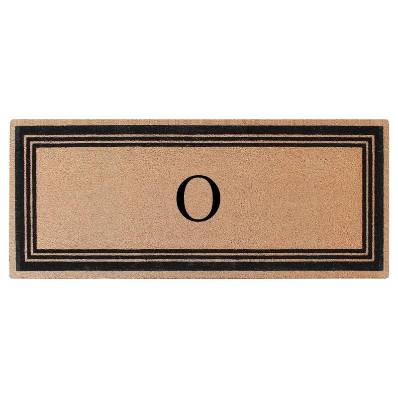 A1HC Natural Coir Monogrammed Flock Anti shed Treated Durable Doormat BlackBeige