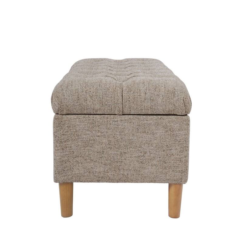 HomePop Button Tufted Top Storage Bench with Wood Legs