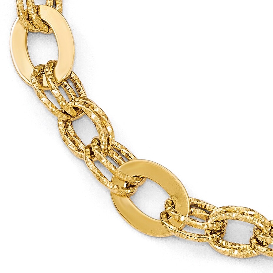 14k Yellow Gold High Polished And Diamond Cut Bracelet By Versil Overstock