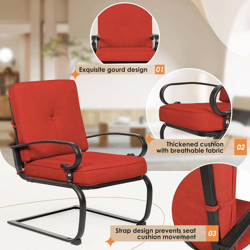 4-Piece Outdoor Patio Conversation Set, Glider Bench and Rocker Chairs with Bistro Table and Cushions