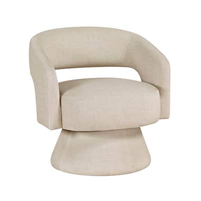 Lessa Swivel Accent Chair, Beige, Round Base, Soft Foam Cushion