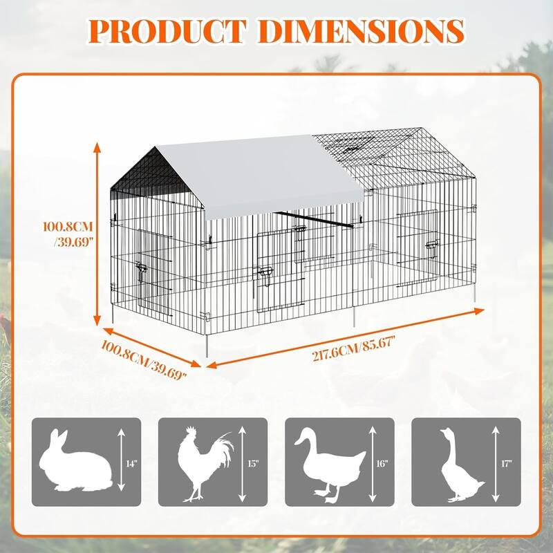 Large Walk-in Metal Chicken Coop