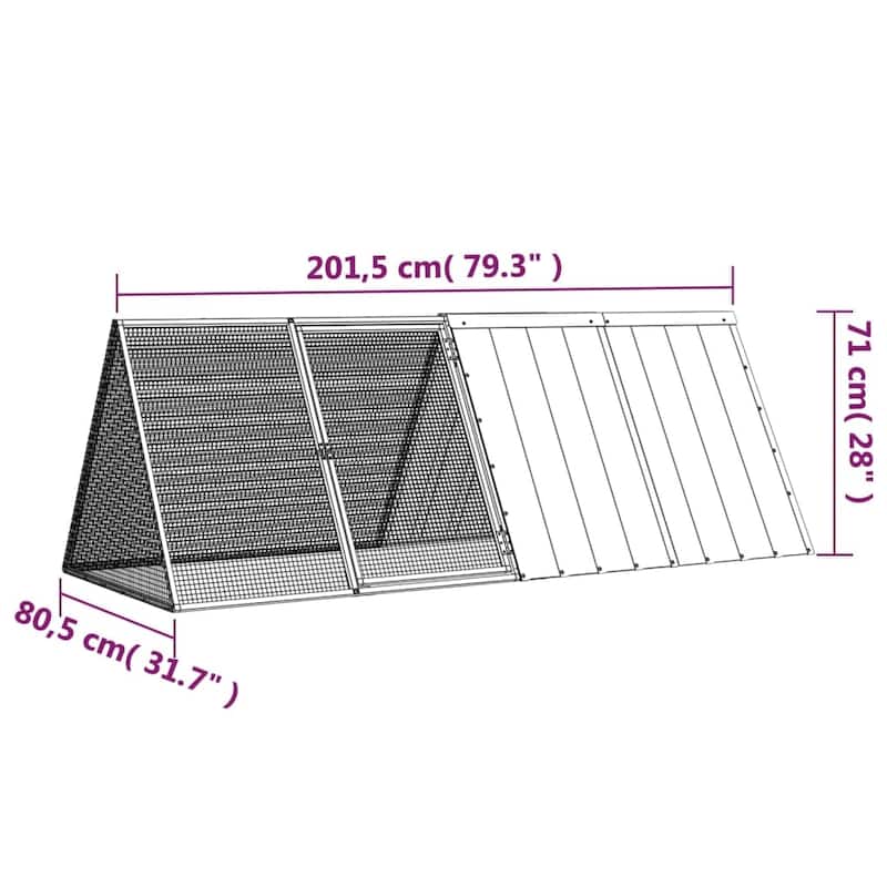 vidaXL Rabbit Cage Rabbit Hutch Garden Small Animal Cage Galvanized Steel