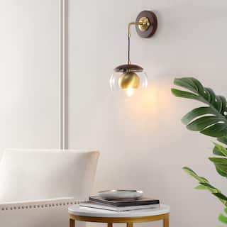 SAFAVIEH Lighting Aspasija 8-inch Wall Light Sconce with LED Bulb (Set of 2) - 7.1 In. W x 8 In. D x 16 In H