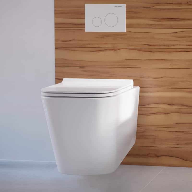 Bastille Wall Hung Toilet Bowl, Black Hardware - 22.5" x 14" 14"