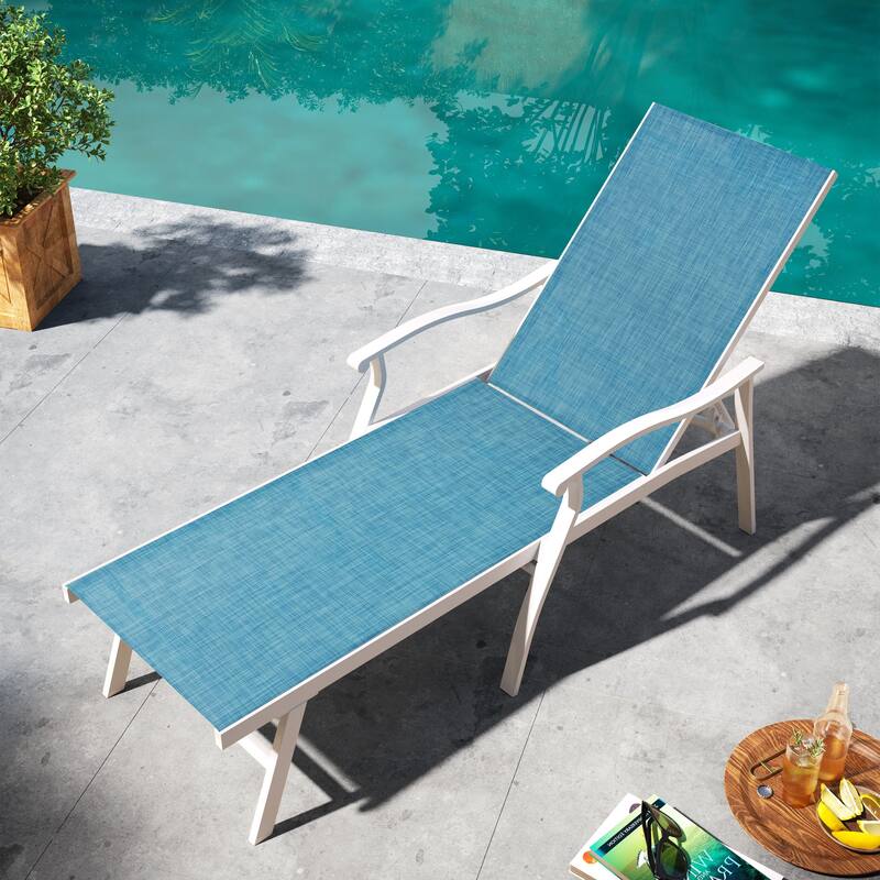 Pellebant Outdoor Patio Aluminum Adjustable Chaise Lounge Chair