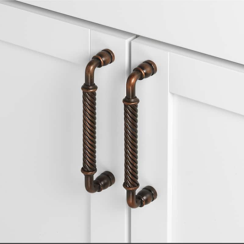 GlideRite 6-5/16 in. CC Twisted Steel Dresser Drawer Pulls Rustic Bronze (Pack of 10)