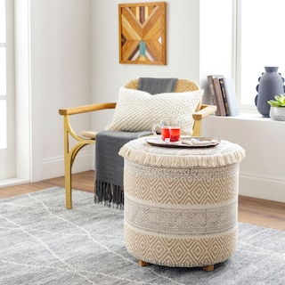 Kem Global Round Ottoman with Fringe