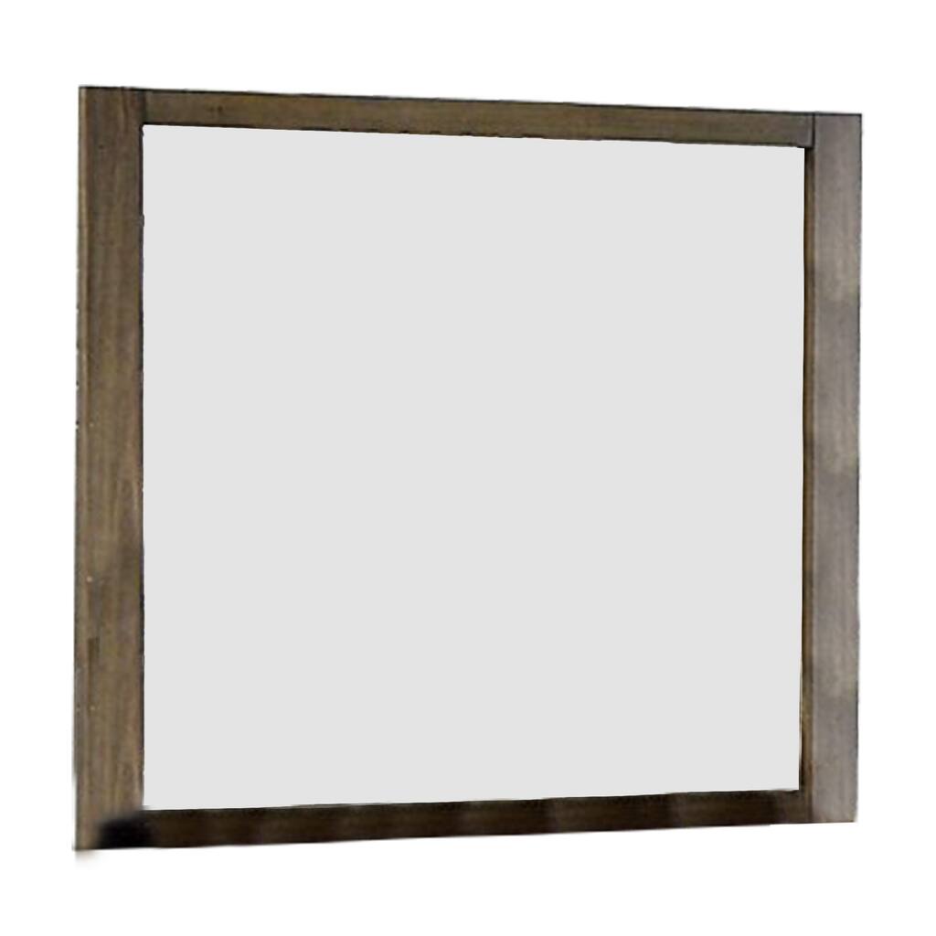 40 Inch Rectangular Wooden Frame Contemporary Mirror, Brown