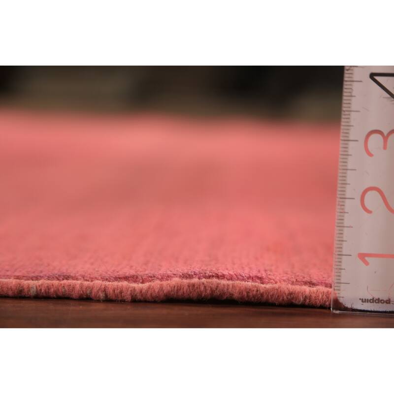 Modern Gabbeh Oriental Area Rug Hand-Knotted Pink Wool Carpet - 6'10" x 9'9"