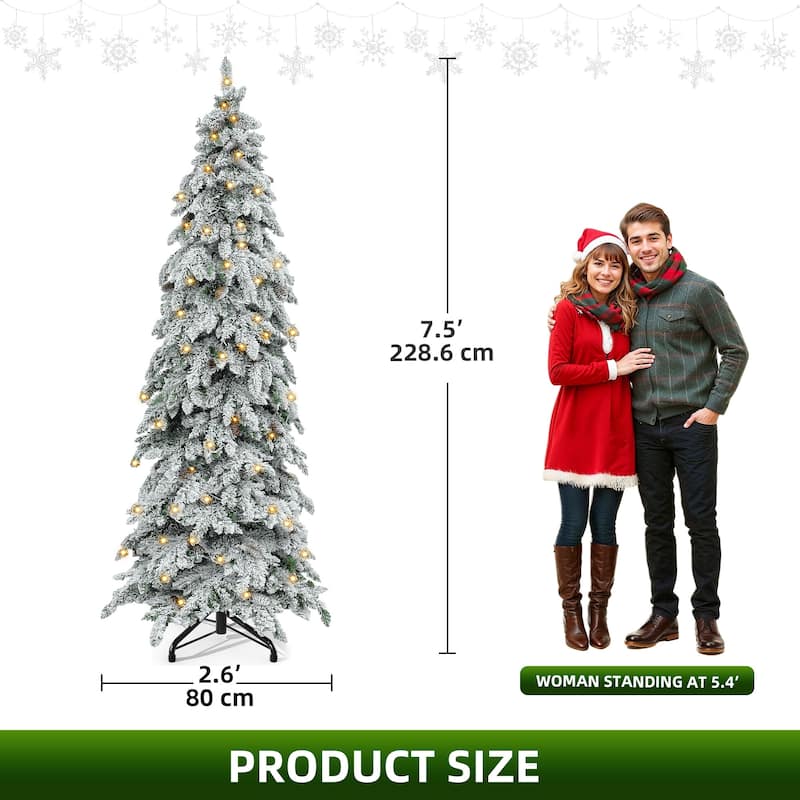 Elegant Pre-Lit Artificial Christmas Tree Collection , Multiple Styles with Remote Control & Snow Flocking