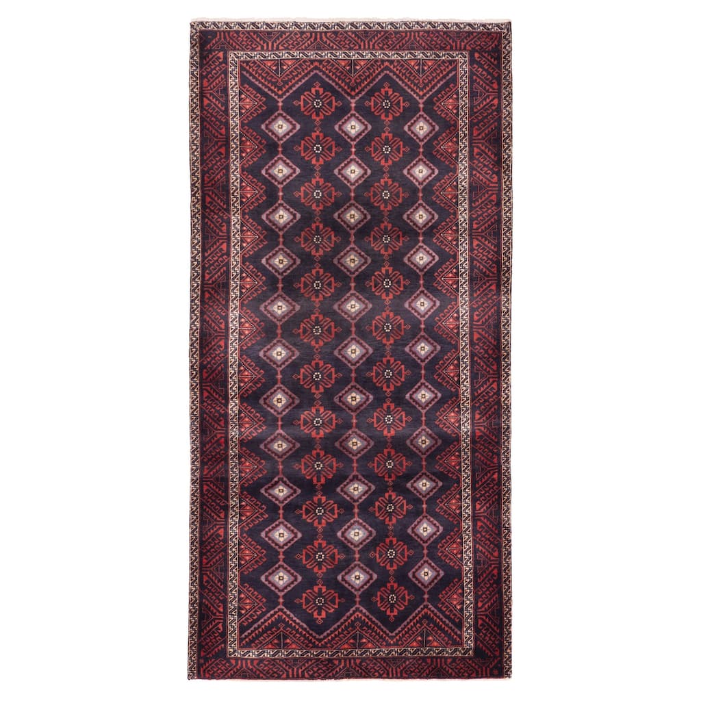 ECARPETGALLERY Hand-knotted Melis Vintage Dark Navy Wool Rug - 4'8 x 9'7