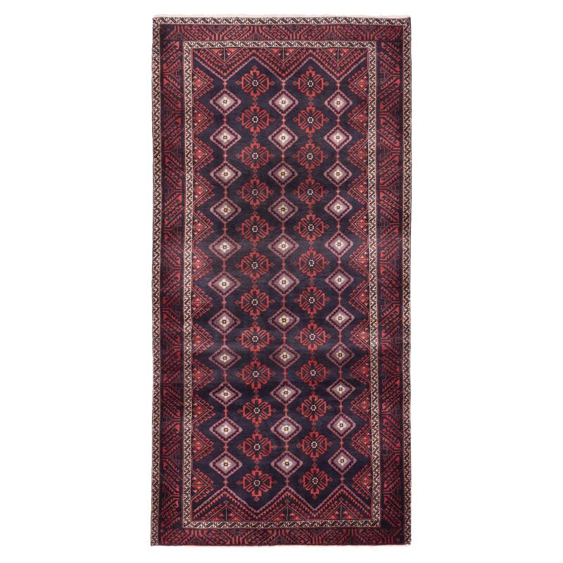 ECARPETGALLERY Hand-knotted Melis Vintage Dark Navy Wool Rug - 4'8 x 9'7