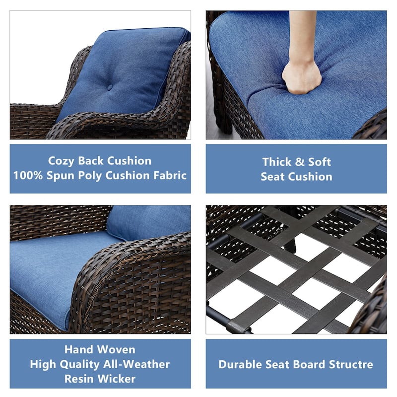 Pocassy 5-Piece Patio Furniture Set with Ottomans