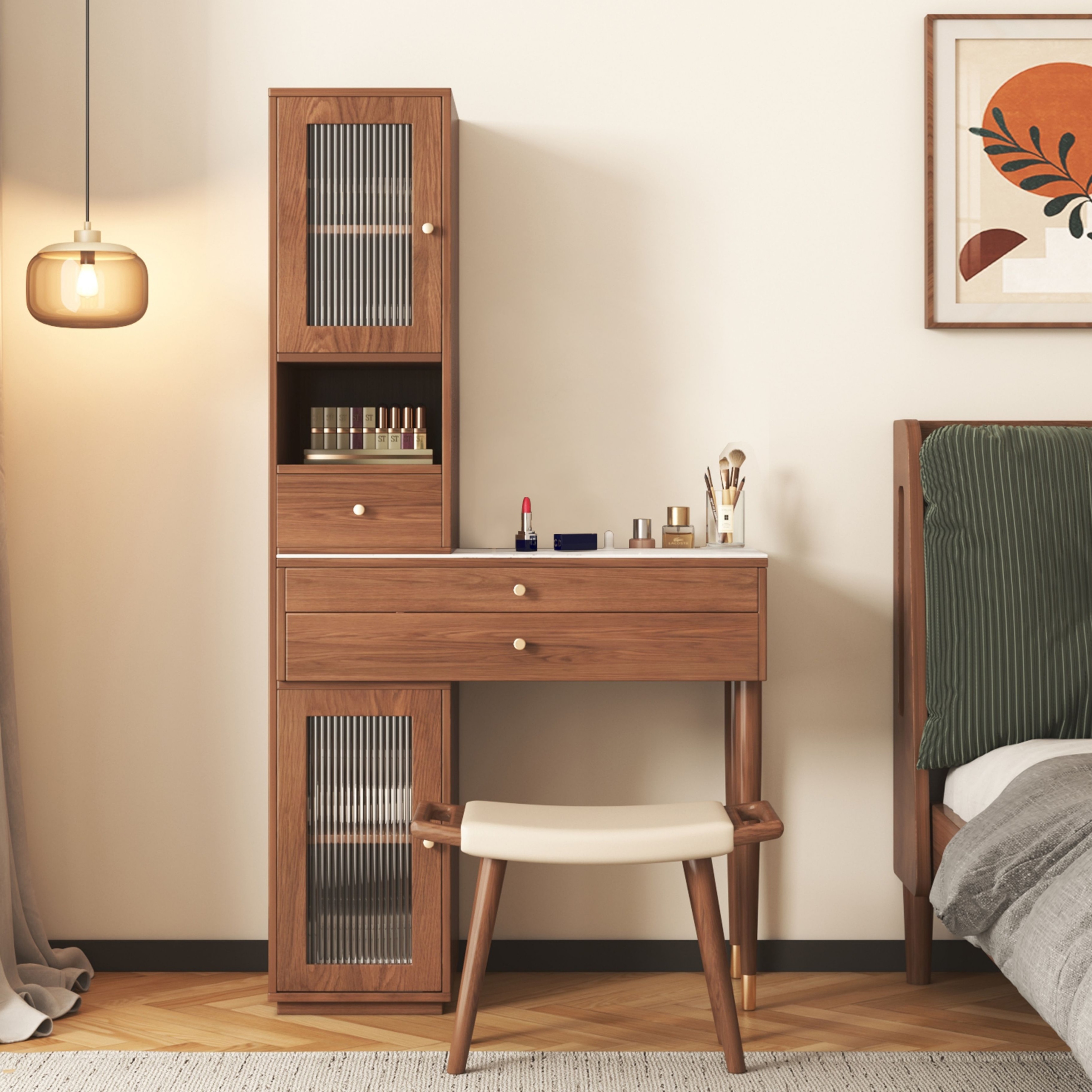 Brown on sale makeup vanity