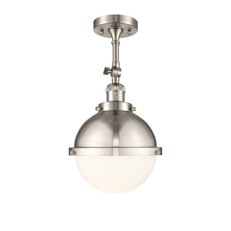 Innovations Lighting Franklin Restoration Hampden - 1 Light 9" Semi-Flush Mount - Matte White/Brushed Satin Nickel