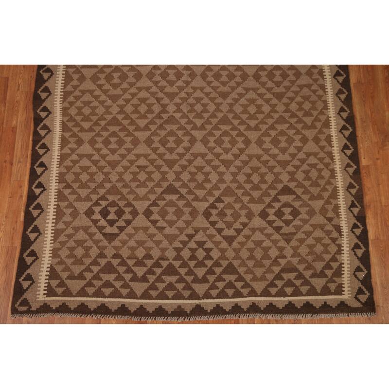 Reversible Kilim Modern Area Rug Flat-weave Wool Carpet - 6'6"x 9'9"
