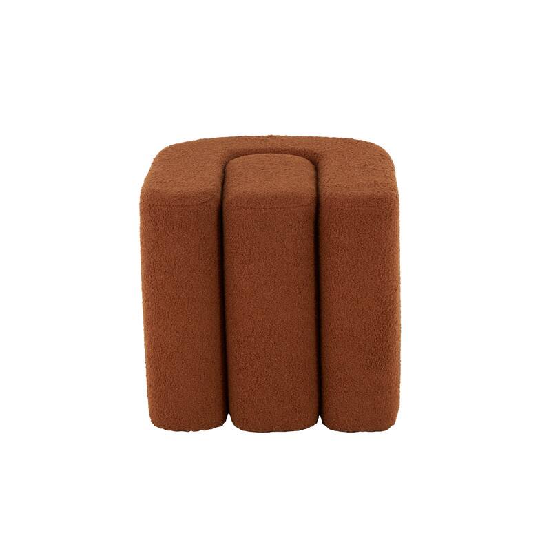 Polyester W-Shaped Ottoman with Connected Arches - White, Gray or Copper - Roche River Decor