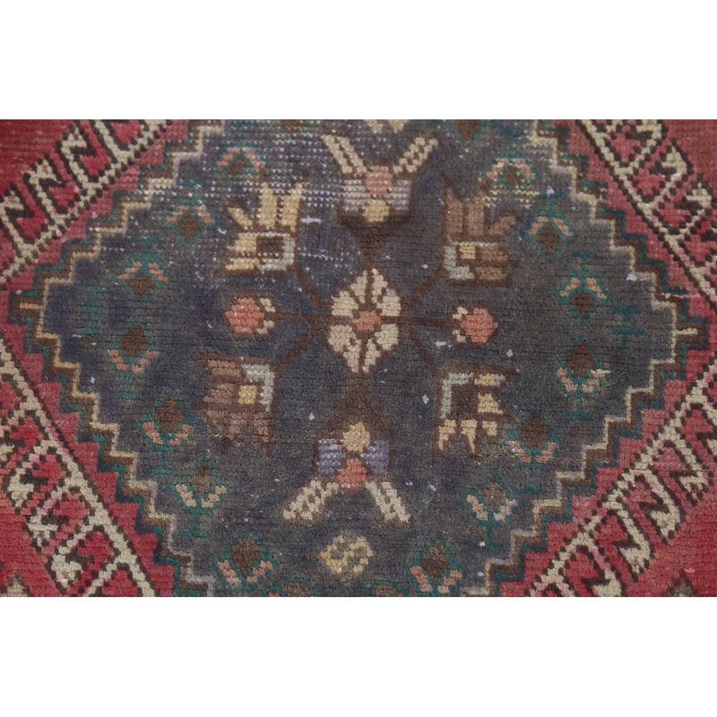 Geometric Joshaghan Persian Vintage Rug Hand-Knotted Wool Carpet - 6'7"x 9'10"
