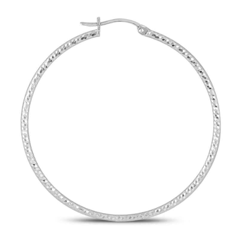 Marquee Jewels .925 Sterling Silver 50 mm Diamond-Cut Hoop Earrings