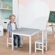 preview thumbnail 8 of 7, Kids 3 Piece Table and Chair Set Ideal for Arts, Meals, Lightweight Wooden Homework Activity Center, Toddlers Age 3+, Grey