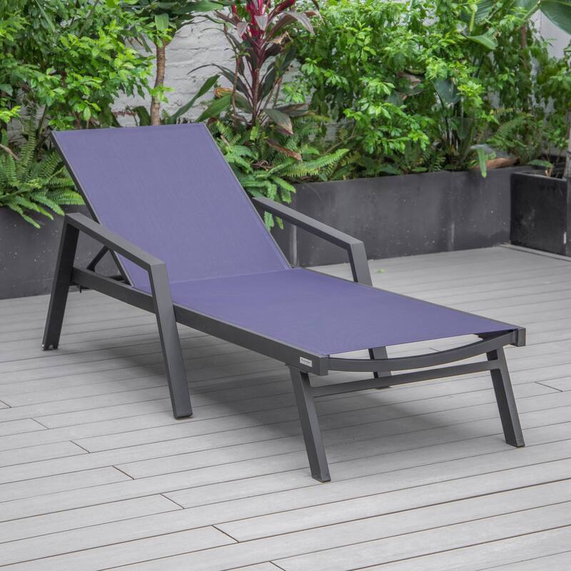 Marlin Outdoor Sun Chaise Lounge Chair with Arms - Stackable Mesh Recliner for Pool, Beach, Patio, Garden, Deck or Backyard