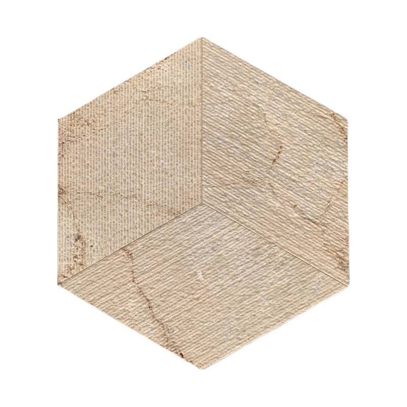 Roomfitters Hexagon Marble Tile, FS Textured 3D Fluted Natural Stone for Wall, Genuine Marble, 12-Piece Box, Gold Yellow Beige