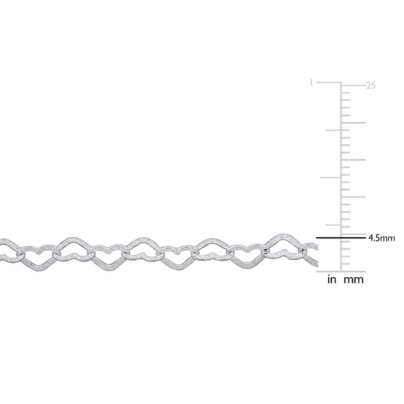 Miadora 4.5mm Heart Link Bracelet Sterling Silver-7.25 in