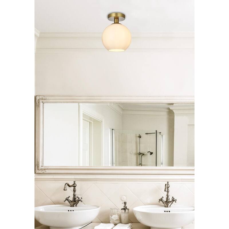 1-Light Flush Mount with 8 inch Frosted White Glass
