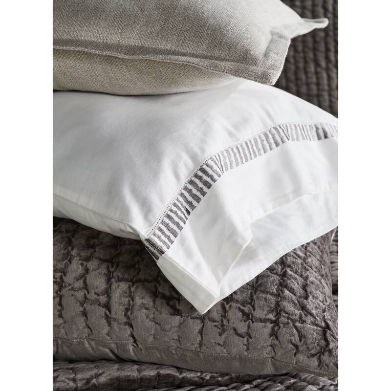 Savona Sheet Set, Embroidered Grey