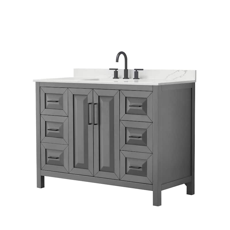 Wyndham Collection WCV252548S-QTZ-US3MXX Daria 48" Free Standing - Dark Gray / Giotto Quartz Top / Matte Black