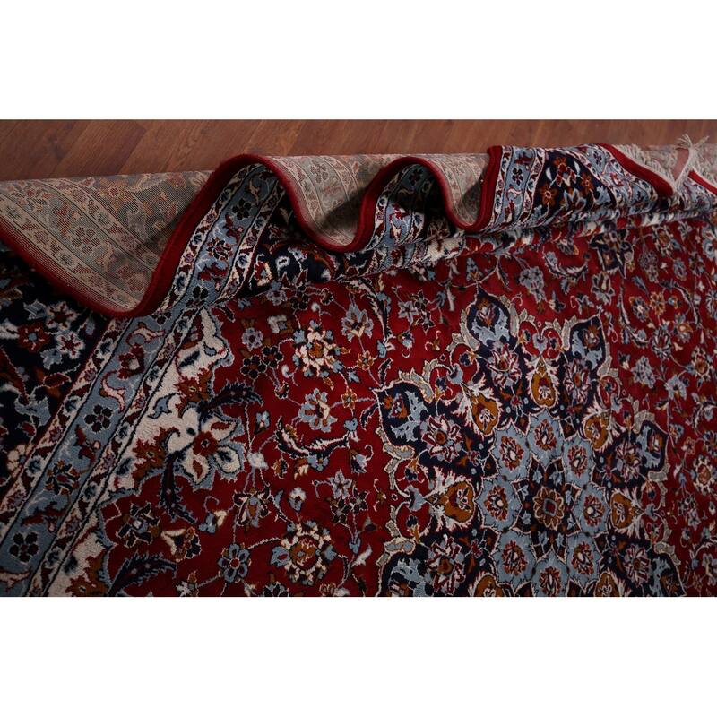 Floral Kashan Turkish Rug Machine-Made Bedroom Red Carpet - 9'8" x 12'9"
