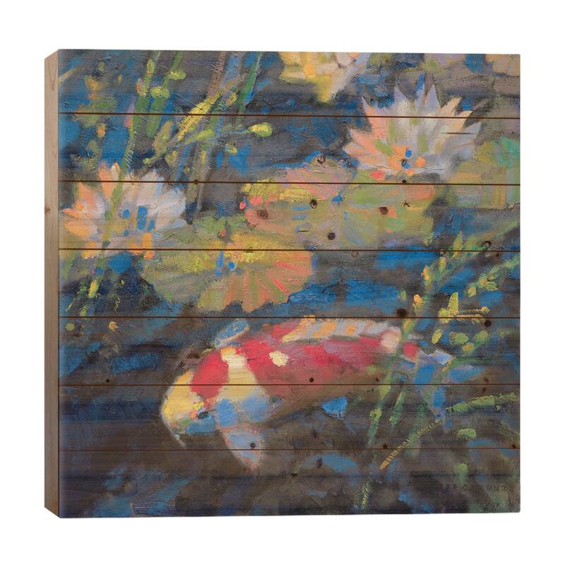 Water Garden II Print On Wood by Leif Ostlund - Multi-Color - 26x26x1.5