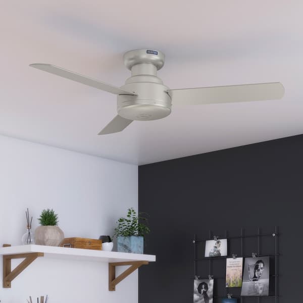 slide 2 of 14, Hunter Presto Flush Mount Ceiling Fan w/ Wall Control - Contemporary, Industrial, Scandinavian - LOW PROFILE! 44" - Matte Nickel